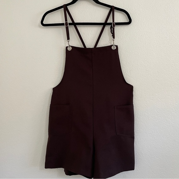 Vintage Brown Polyester Shortalls Romper 70’s Swivel Eye Snap Hook Closure‎ - Picture 1 of 7
